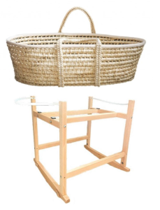 Ahojbaby Moses basket with RockingBaby cradle - natural color
